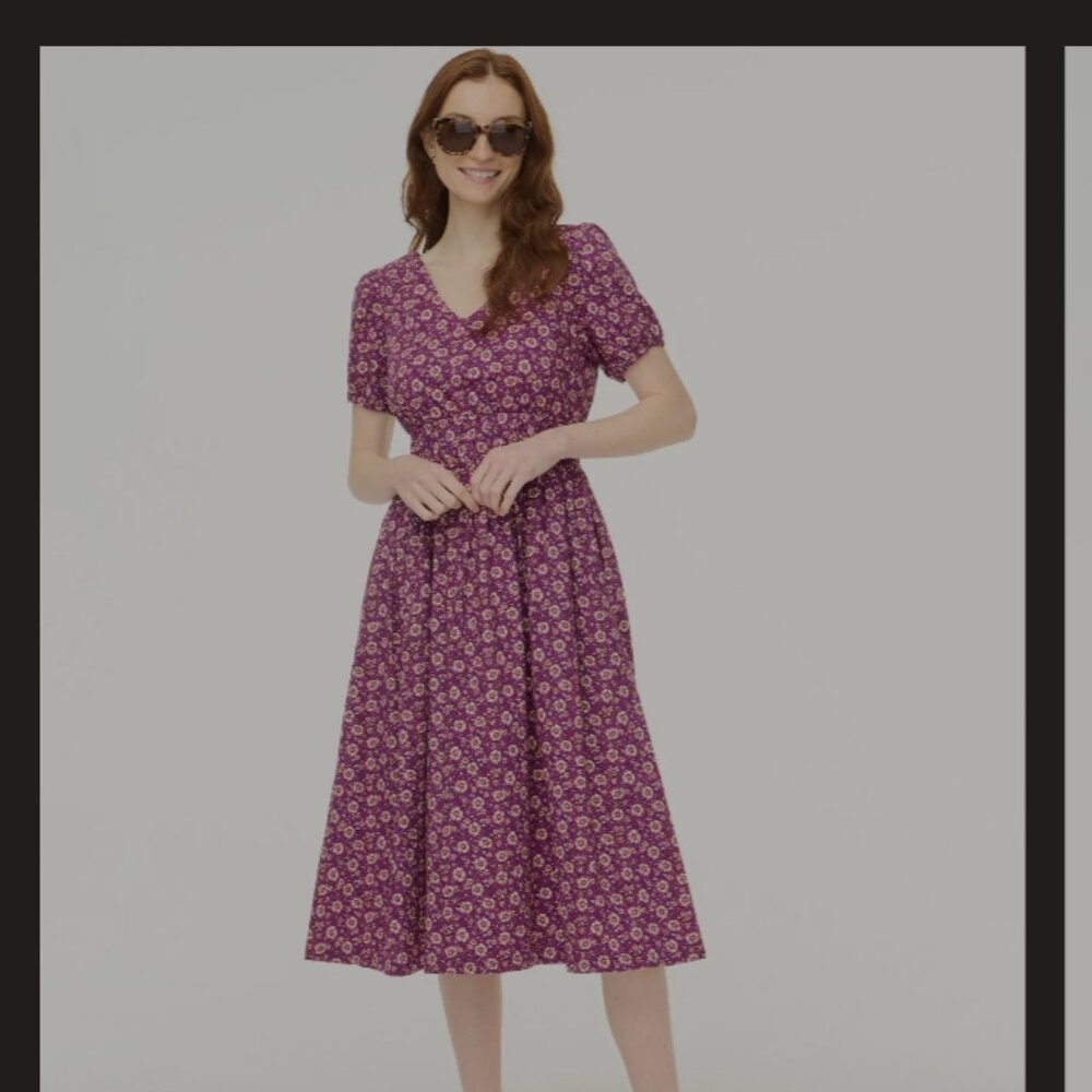 J. Crew Violet Floral Midi Dress